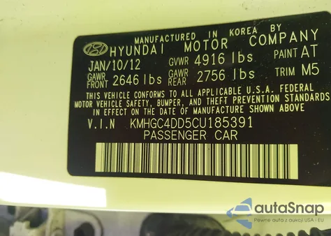 2012 Hyundai Genesis 3.8 из США, поврежденный, VIN KMHGC4DD5CU185391